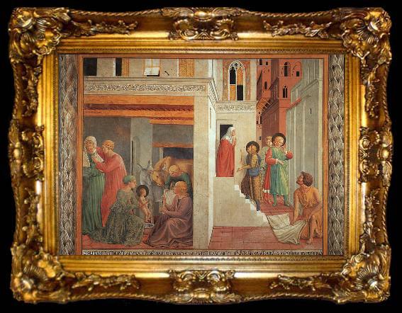 framed  Benozzo Gozzoli The Birth of St.Francis and Homage of the Simple Man, ta009-2